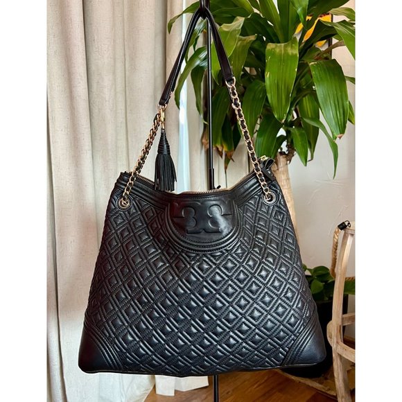 Tory Burch Handbags - ♦️AUTHENTIC TORY BURCH BLACK LEATHER FLEMING/ALEXA HANDBAG/HOBO